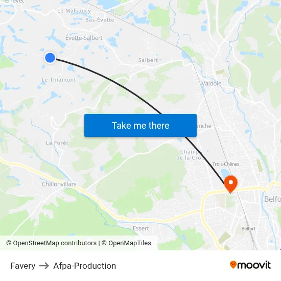 Favery to Afpa-Production map