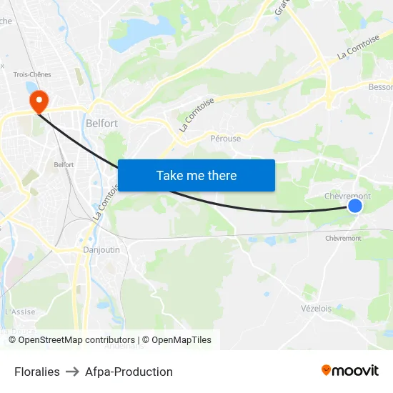 Floralies to Afpa-Production map