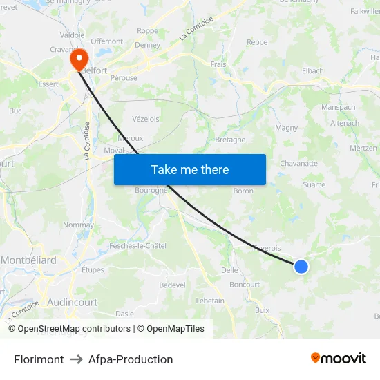 Florimont to Afpa-Production map