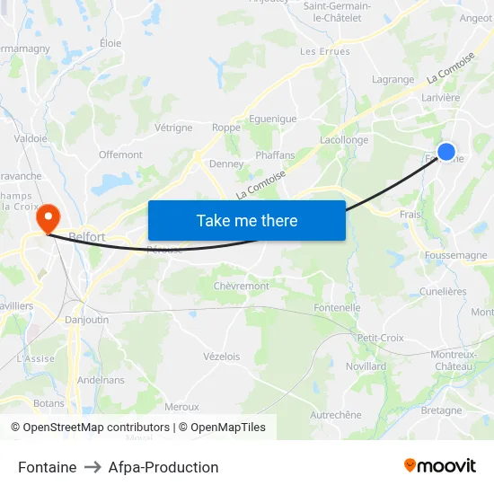 Fontaine to Afpa-Production map