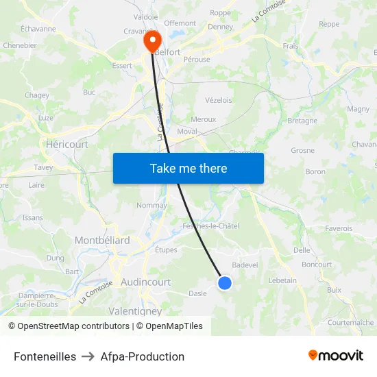 Fonteneilles to Afpa-Production map