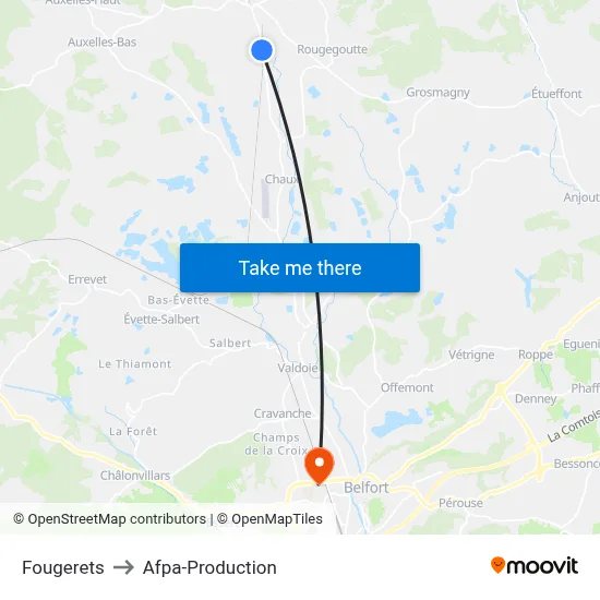 Fougerets to Afpa-Production map