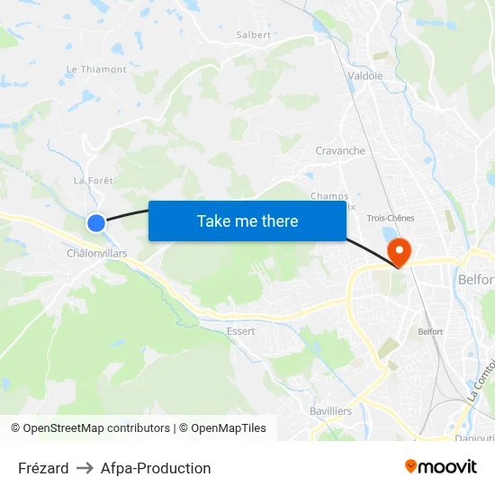 Frézard to Afpa-Production map