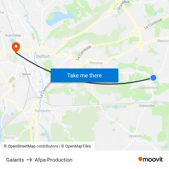 Galants to Afpa-Production map