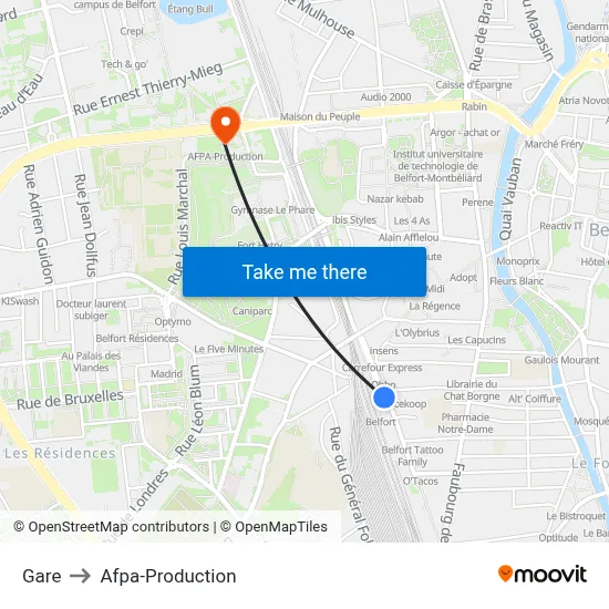 Gare to Afpa-Production map