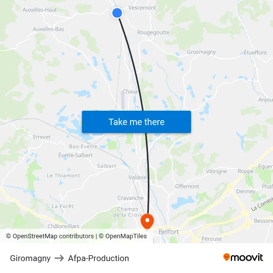 Giromagny to Afpa-Production map