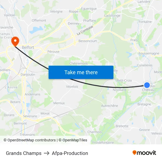 Grands Champs to Afpa-Production map