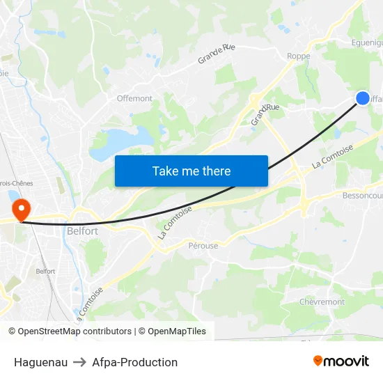 Haguenau to Afpa-Production map
