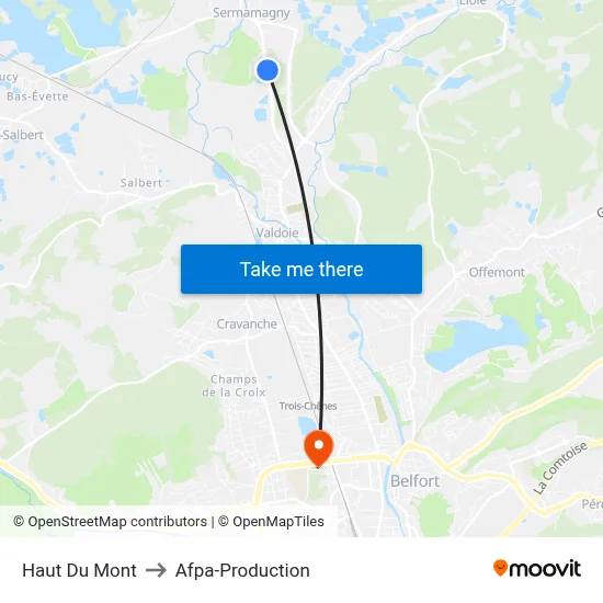 Haut Du Mont to Afpa-Production map
