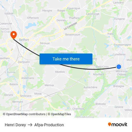 Henri Dorey to Afpa-Production map
