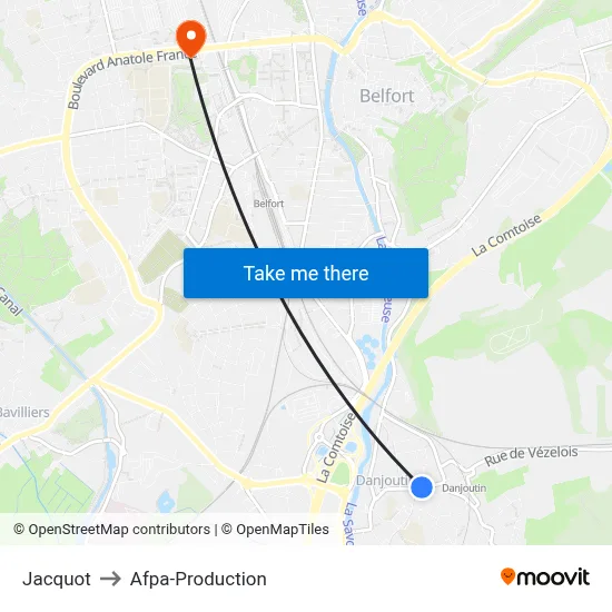 Jacquot to Afpa-Production map