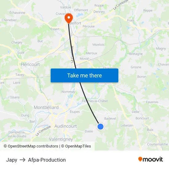 Japy to Afpa-Production map