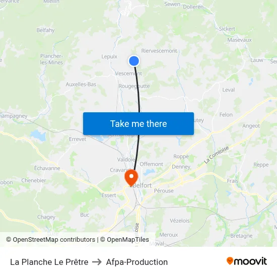 La Planche Le Prêtre to Afpa-Production map
