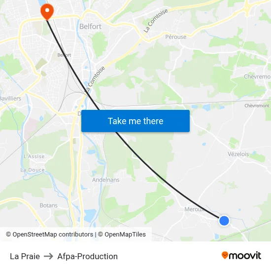 La Praie to Afpa-Production map
