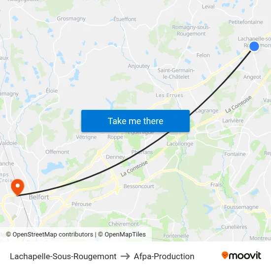 Lachapelle-Sous-Rougemont to Afpa-Production map