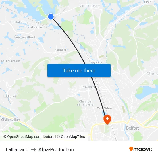 Lallemand to Afpa-Production map