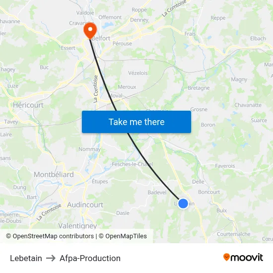 Lebetain to Afpa-Production map