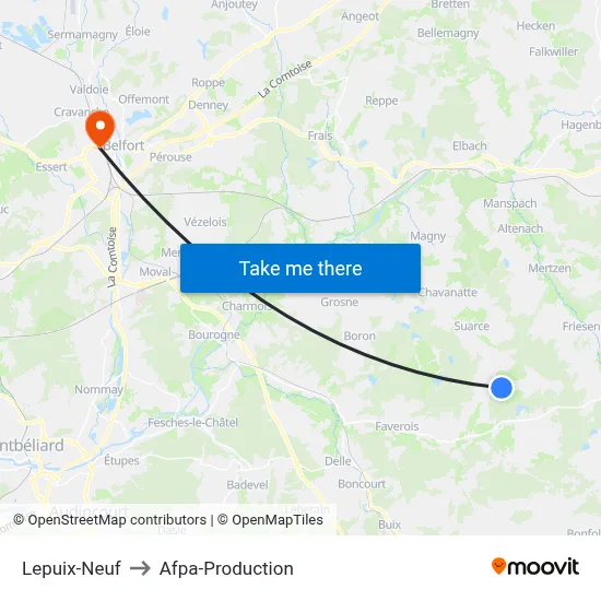 Lepuix-Neuf to Afpa-Production map