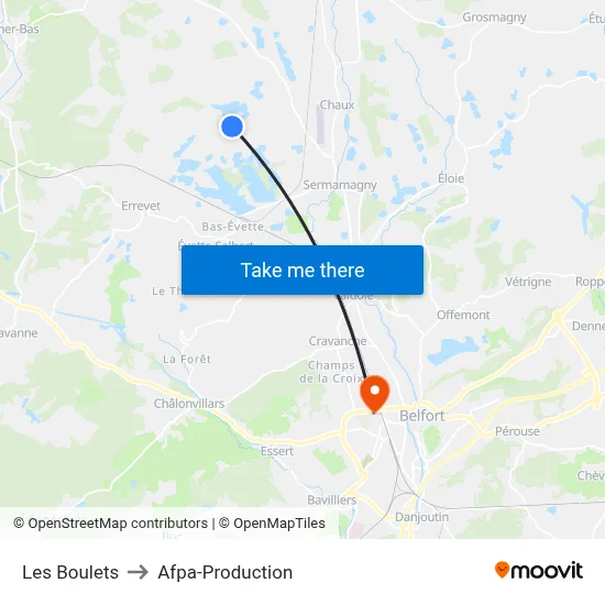 Les Boulets to Afpa-Production map