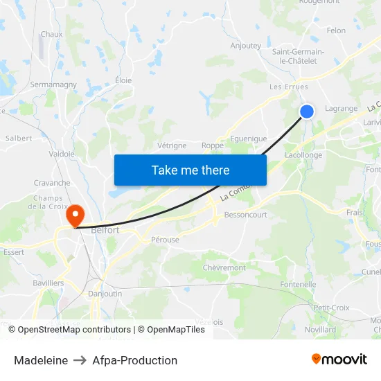 Madeleine to Afpa-Production map