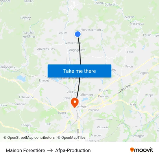 Maison Forestière to Afpa-Production map