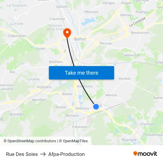Rue Des Soies to Afpa-Production map
