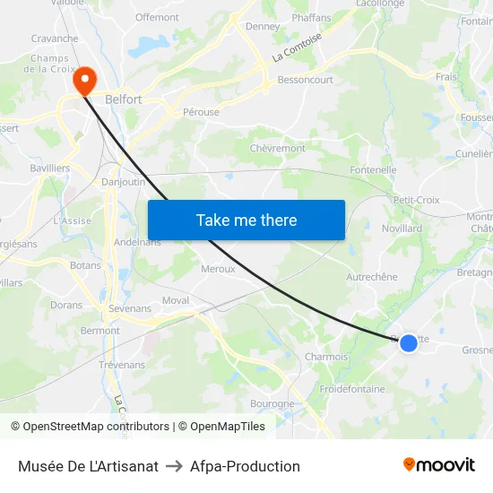 Musée De L'Artisanat to Afpa-Production map
