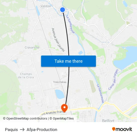 Paquis to Afpa-Production map