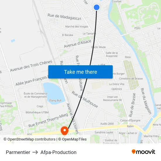 Parmentier to Afpa-Production map