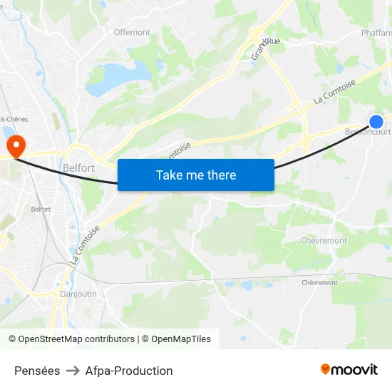 Pensées to Afpa-Production map