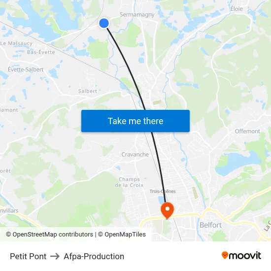 Petit Pont to Afpa-Production map