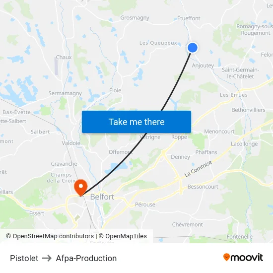 Pistolet to Afpa-Production map