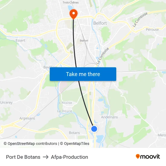 Port De Botans to Afpa-Production map
