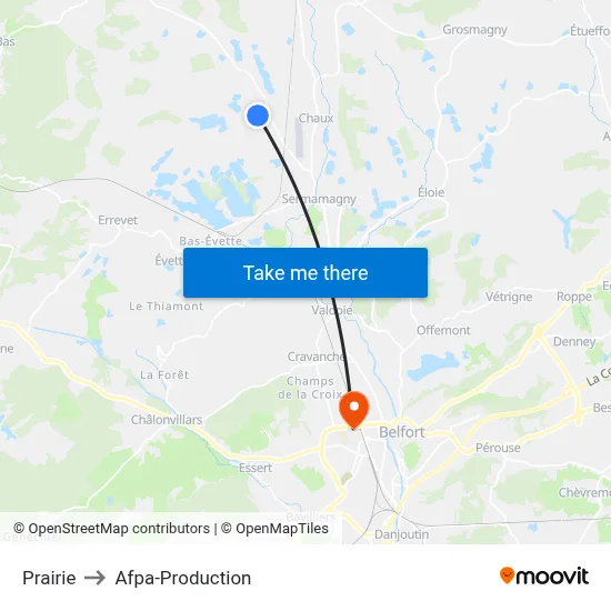 Prairie to Afpa-Production map