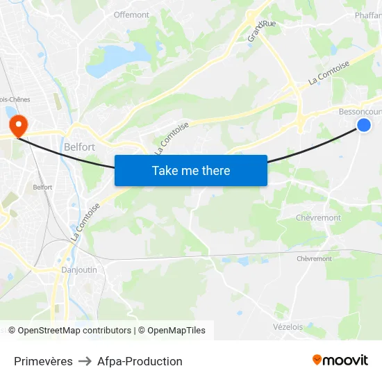 Primevères to Afpa-Production map