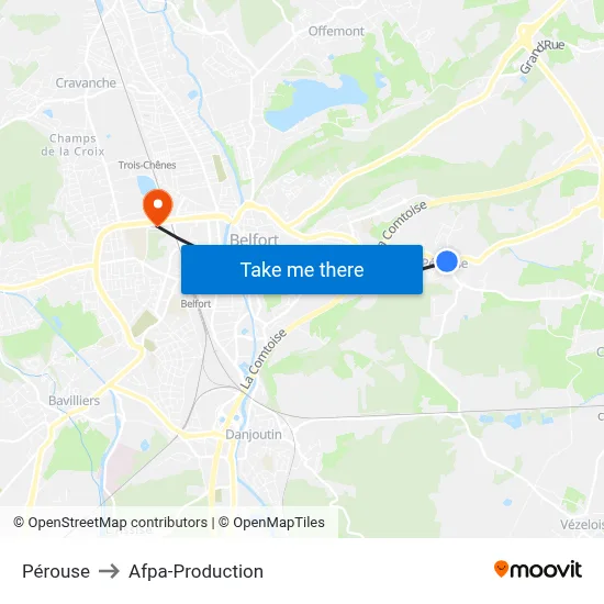 Pérouse to Afpa-Production map