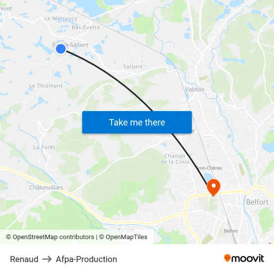 Renaud to Afpa-Production map