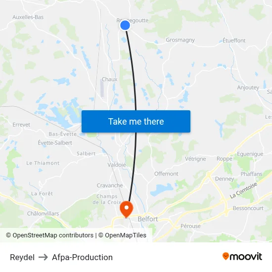 Reydel to Afpa-Production map