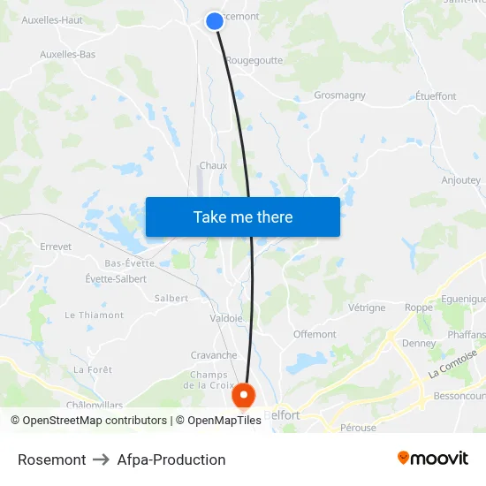 Rosemont to Afpa-Production map