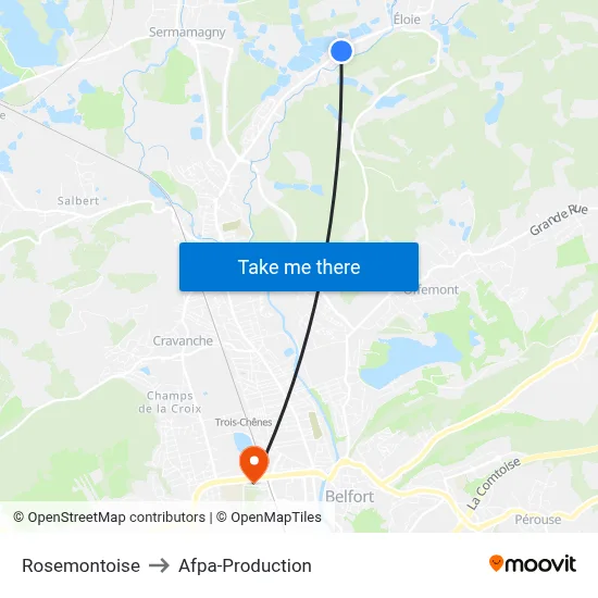 Rosemontoise to Afpa-Production map