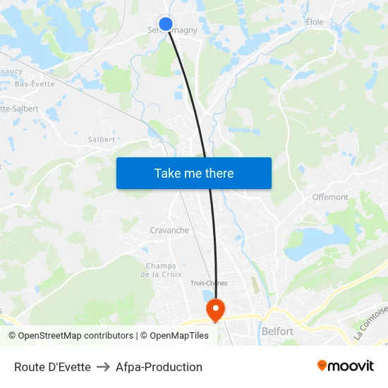 Route D'Evette to Afpa-Production map