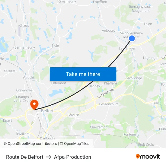 Route De Belfort to Afpa-Production map