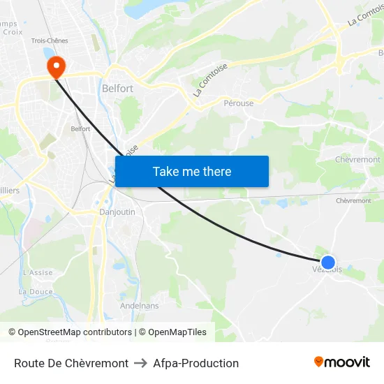 Route De Chèvremont to Afpa-Production map