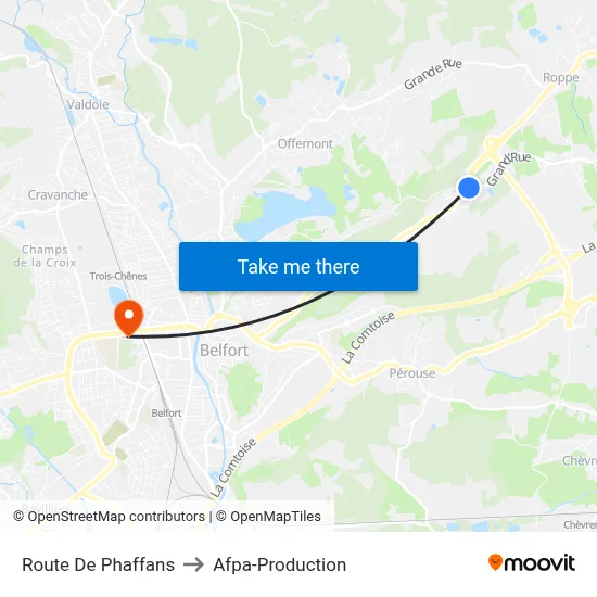 Route De Phaffans to Afpa-Production map