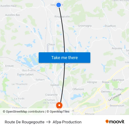 Route De Rougegoutte to Afpa-Production map