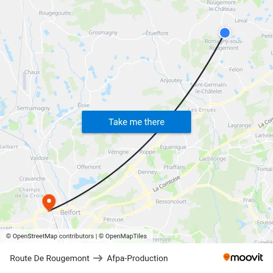 Route De Rougemont to Afpa-Production map