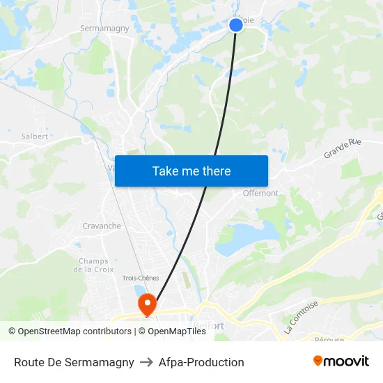 Route De Sermamagny to Afpa-Production map