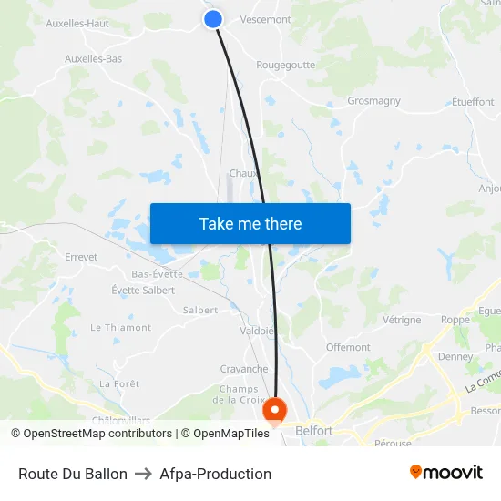 Route Du Ballon to Afpa-Production map
