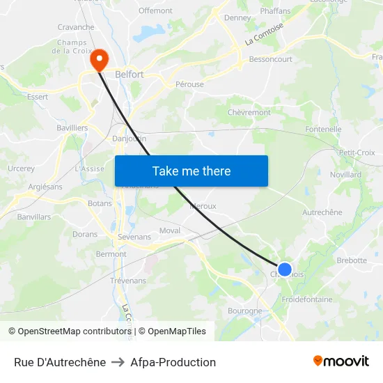 Rue D'Autrechêne to Afpa-Production map