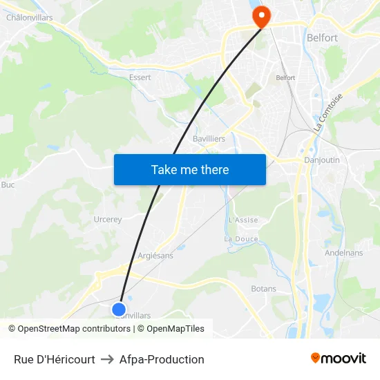 Rue D'Héricourt to Afpa-Production map